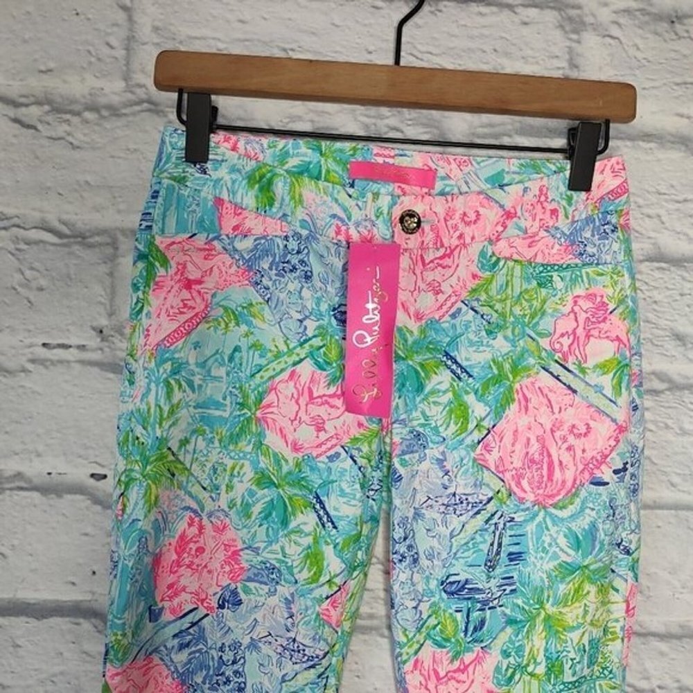 Nwt Lilly Pulitzer Kelly skinny ankle pant $148 bohemian queen print Sz 00 - Picture 2 of 9